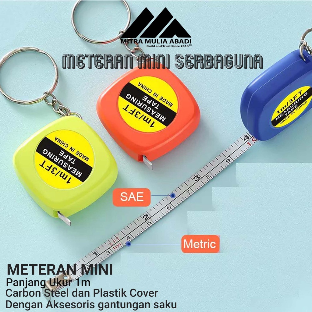 Gantungan kunci meteran mini 1m Tukang aksesoris Measure Tools