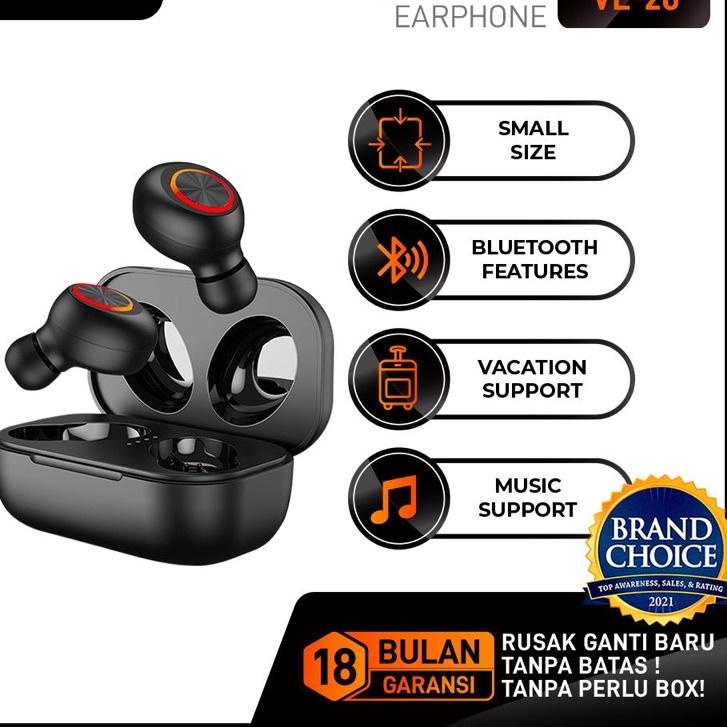 Depan1 Headset/Handfree/earphone TWS 5.0 Veger Wireless VE-26 Bluetooth 5.0 TWS Eauds
