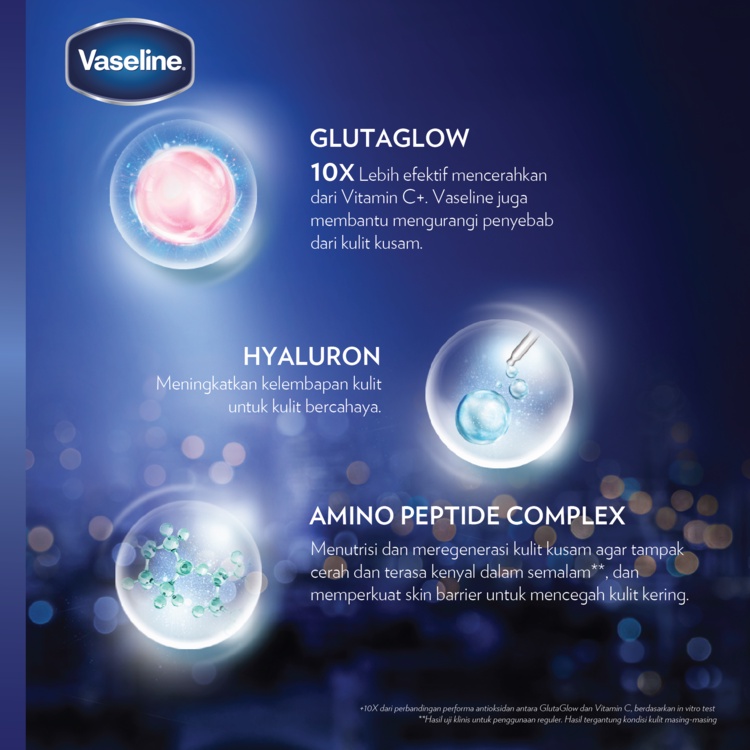 VASELINE OVERNIGHT RADIANCE REPAIR [ 200 ML ] HEALTHY BRIGHT GLUTA HYA HYALURON NIACINAMIDE SERUM BURST UV LOTION REVITALISES SKIN OVER NIGHT GLUTAGLOW HYALURON AMINO PEPTIDE COMPLEX VITAMIN C GLUTAGLOW KRIM MALAM NIGHT CREAM