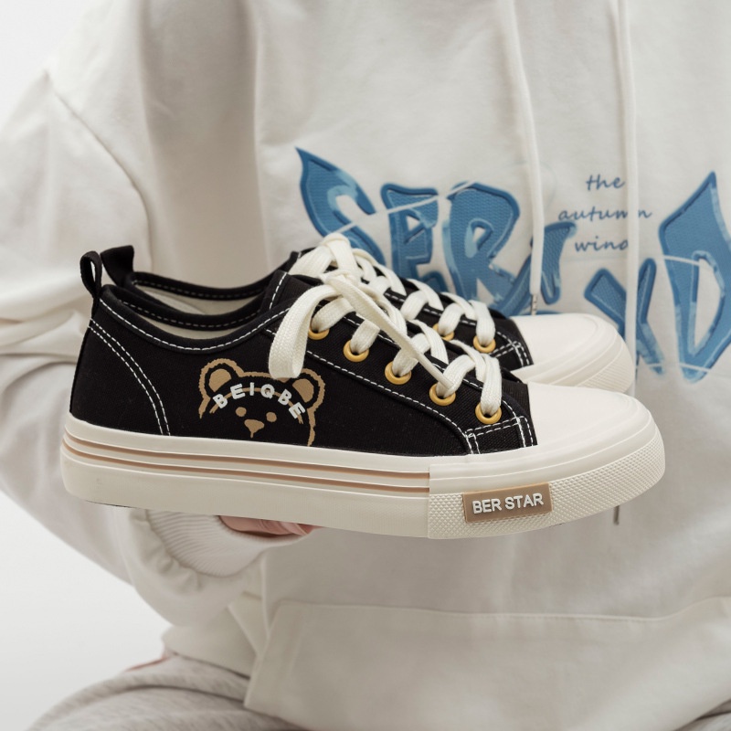 Zealo.Shoes 242 Sepatu Canvas Wanita korea BEIER shoes sole tebal putih Sepatu wanita kekinian 2022