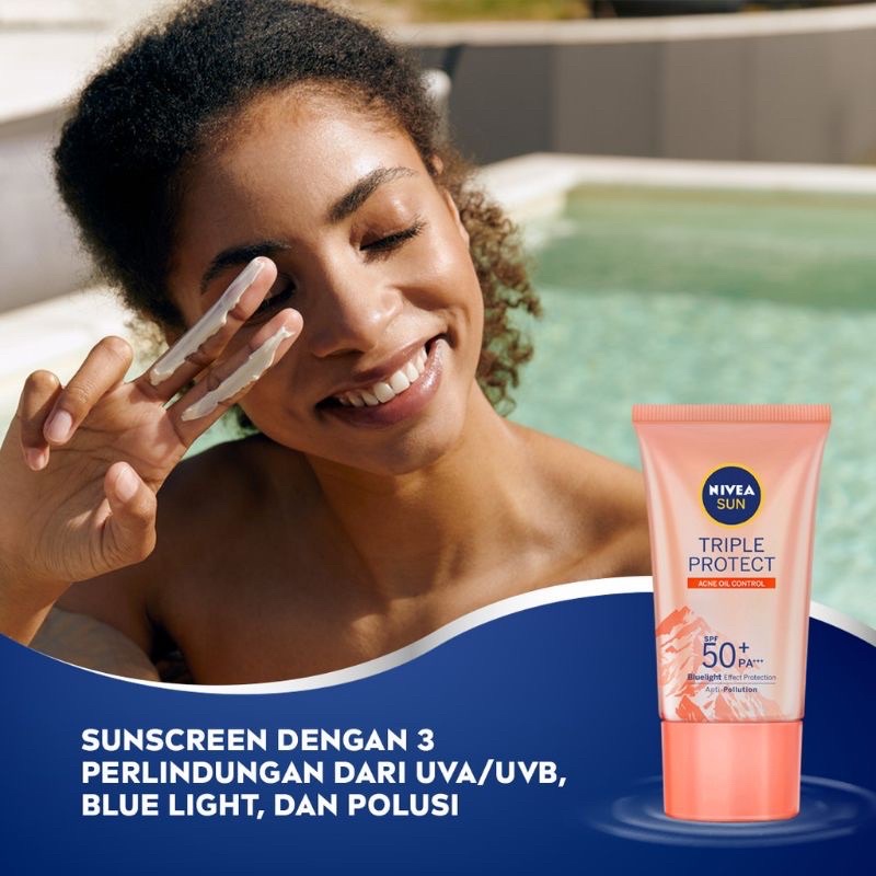 Nivea Sun Face Serum Triple Protect Acne Oil Control 40ml - Suncreen Wajah Berminyak SPF 50+