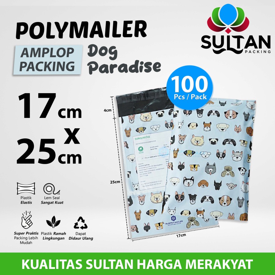 

Amplop Plastik Packing Polymailer 17x25cm Doggies Polimailer PACK