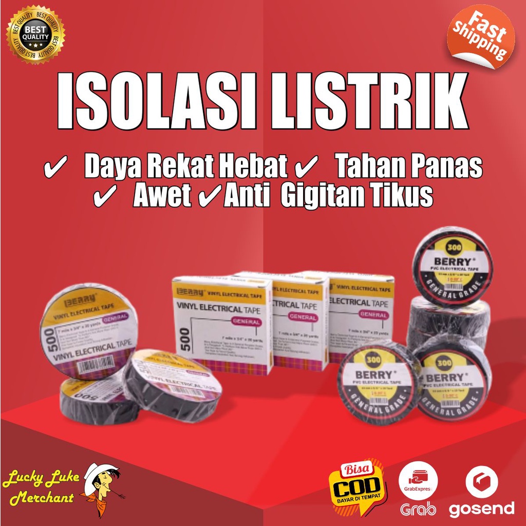 Jual Isolasi Listrik Vinyl PVC Electrical Tape Insulator Tape Isolator