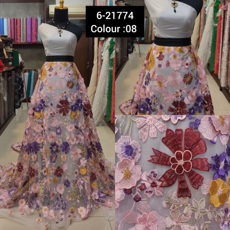Kain Tile Brokat 3D Timbul Valentino AT342 Putih