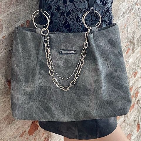 ۞◄✒Road Boat Original Chain Retro Denim Tote Bag Perempuan Kapasitas Besar Tas Bahu Kelas Komuter Tas Besar Berguna