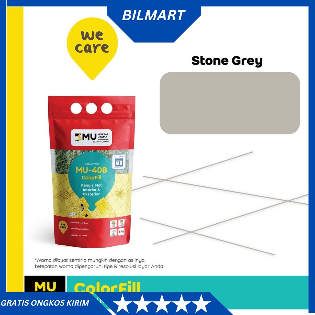 Pengisi Nat Keramik Mu-408 Colorfill Mortar Utama Semen Nat Keramik-STONE GREY