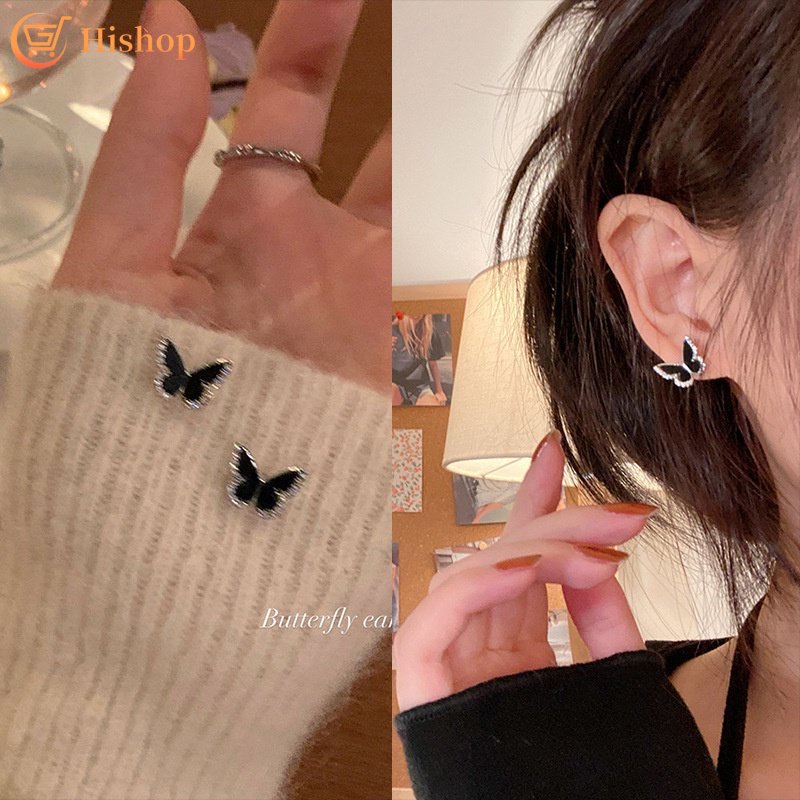 Butterfly Stud Earrings Untuk Wanita Sederhana Perak Anting Aksesoris Fashion Perhiasan