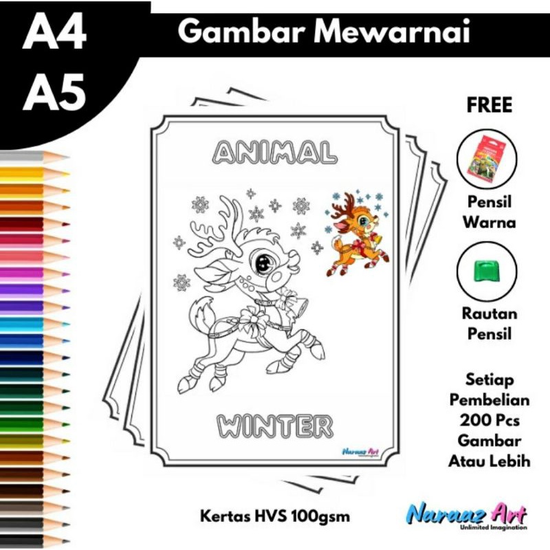 

Paket Gambar Mewarnai 1000pcs + 5 Pensil Warna Joyko