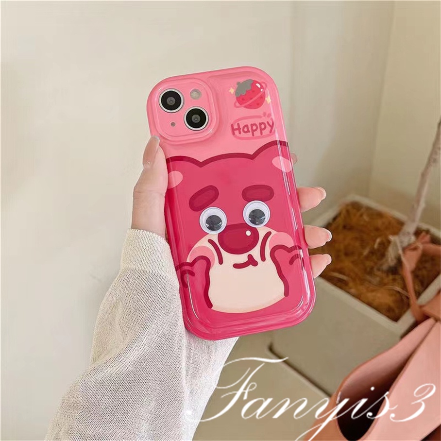 Compatible For iPhone 14 13 12 11 Pro Max X XR Xs Max 8 7 6 6s Plus SE 2020 Kompatibel Untuk Strawberry Bear Monster Phone Case TPU Soft Cover Pelindung