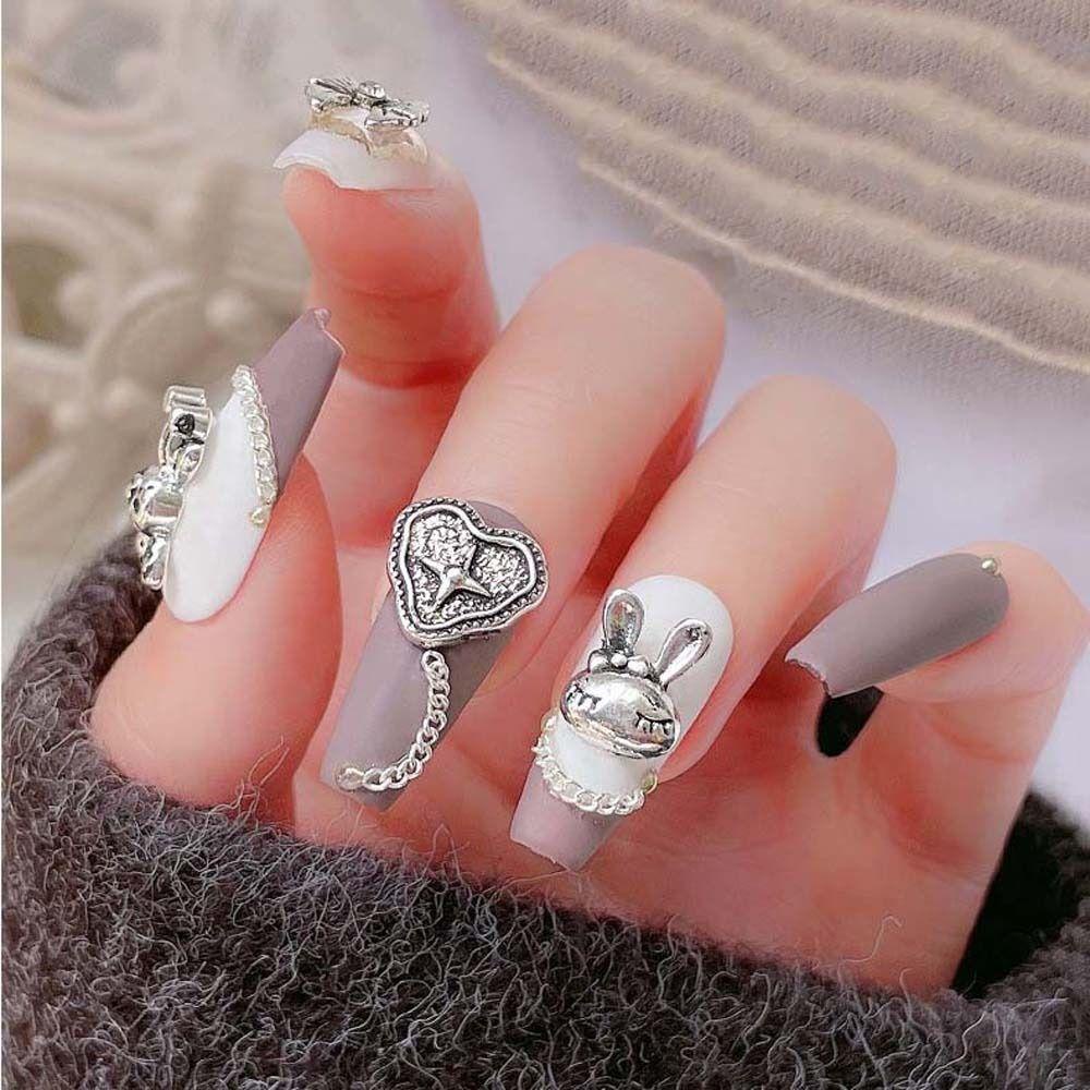 Mxbeauty Dekorasi Kuku Logam Fashion Cinta Hati Manikur Aksesoris Alloy 3D Nail Jewelry