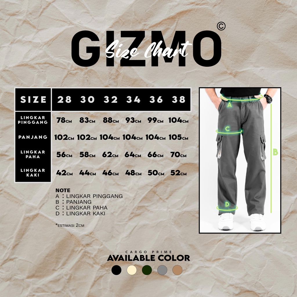 Gizmo Celana Cargo Panjang Prime Grey