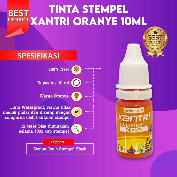 Tinta Stempel Stamp Flash Warna Anti Luntur 10 ml Refill Ink Stamp Stampel HItam Biru Merah Pink Hijau Orange Ungu 10ml