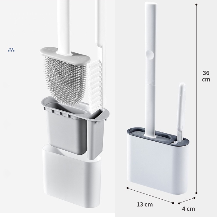 Sikat Kloset Elastis pembersih WC Toilet Gagang Panjang Lentur Bahan Karet Silikon Tempel Dinding