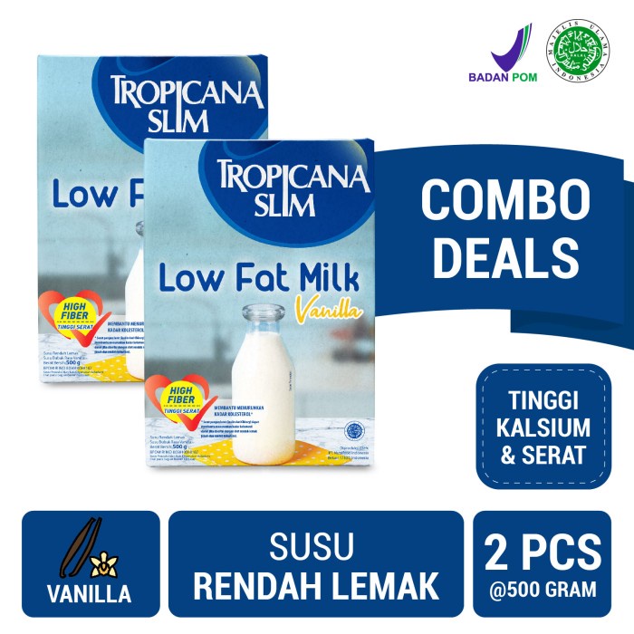 

[BEST SELLER] Twin Pack (2 Pcs) - Tropicana Slim Milk Low Fat Vanilla 500gr