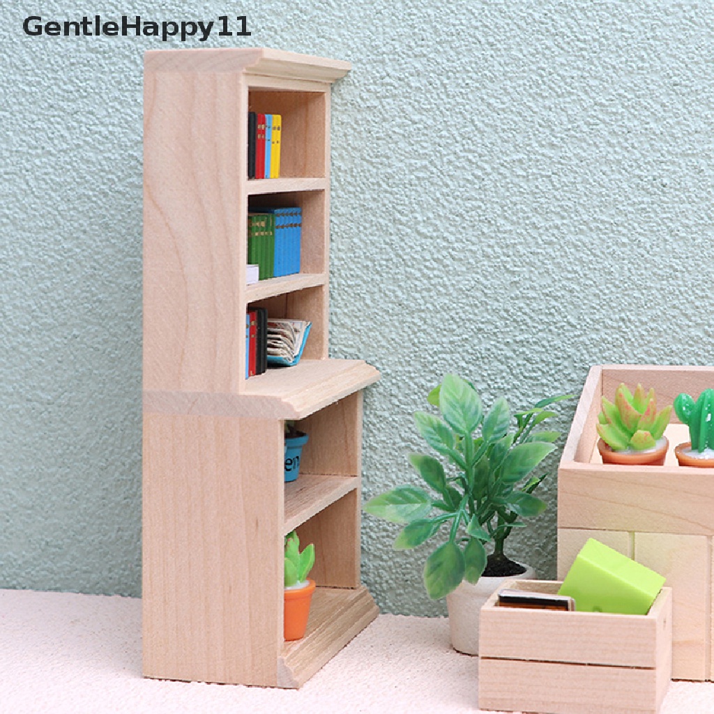 Gentlehappy Rumah Boneka Miniatur Rak Buku Rak Buku Lemari Pajangan Model Furniture Decor Mainan id