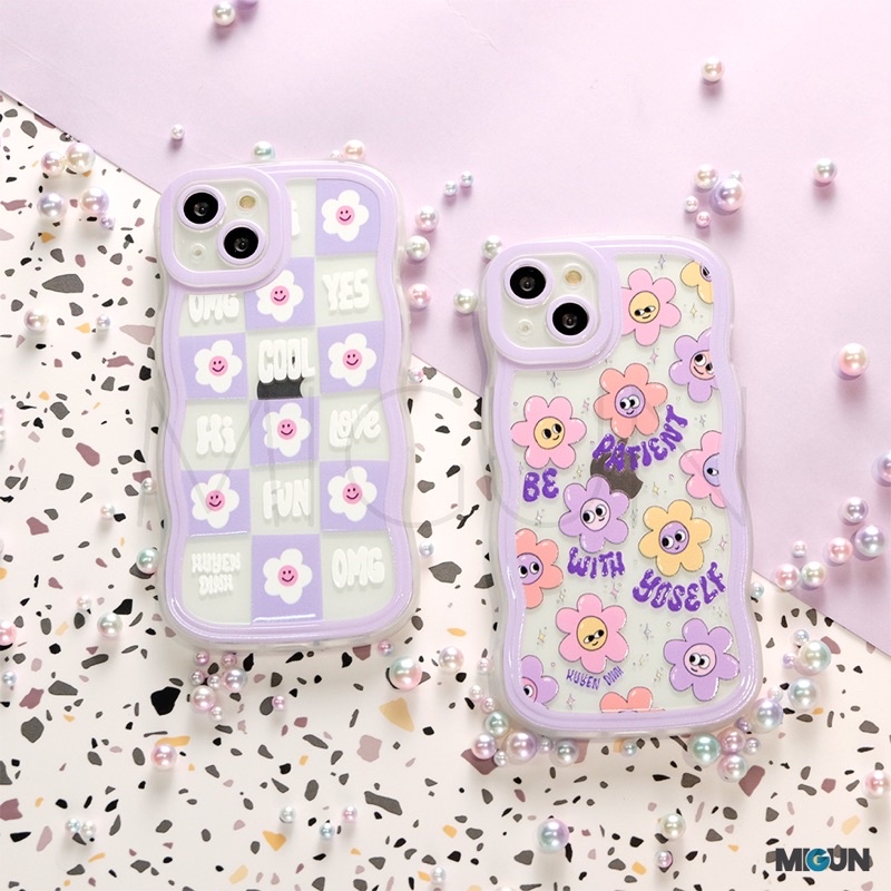 Cute! Wavy SunFlower Case - Case for iPhone 7+ 8+ X XS XR XSMAX 11 12 13 MINI PRO PROMAX 14 14PLUS 14PRO 14PROMAX