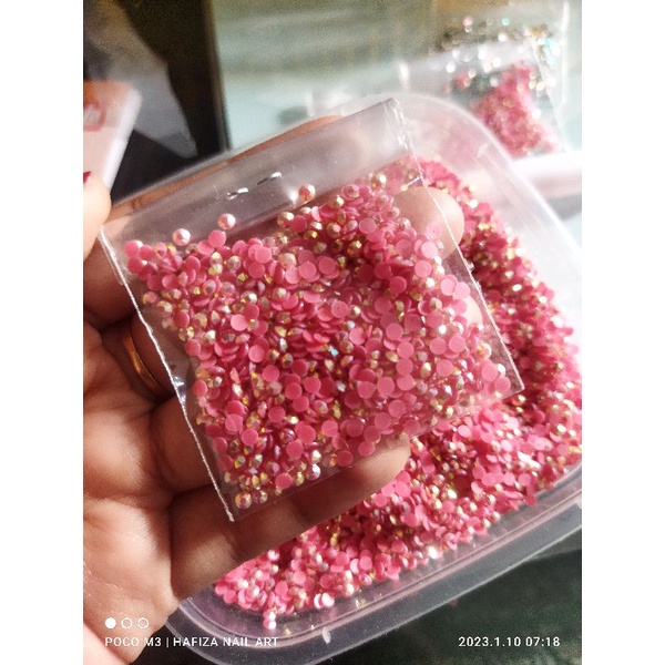 PROMOO RINGSTONE  2 MM PINK KILAU RAINBOW ISI KURLEB 1000 PCS