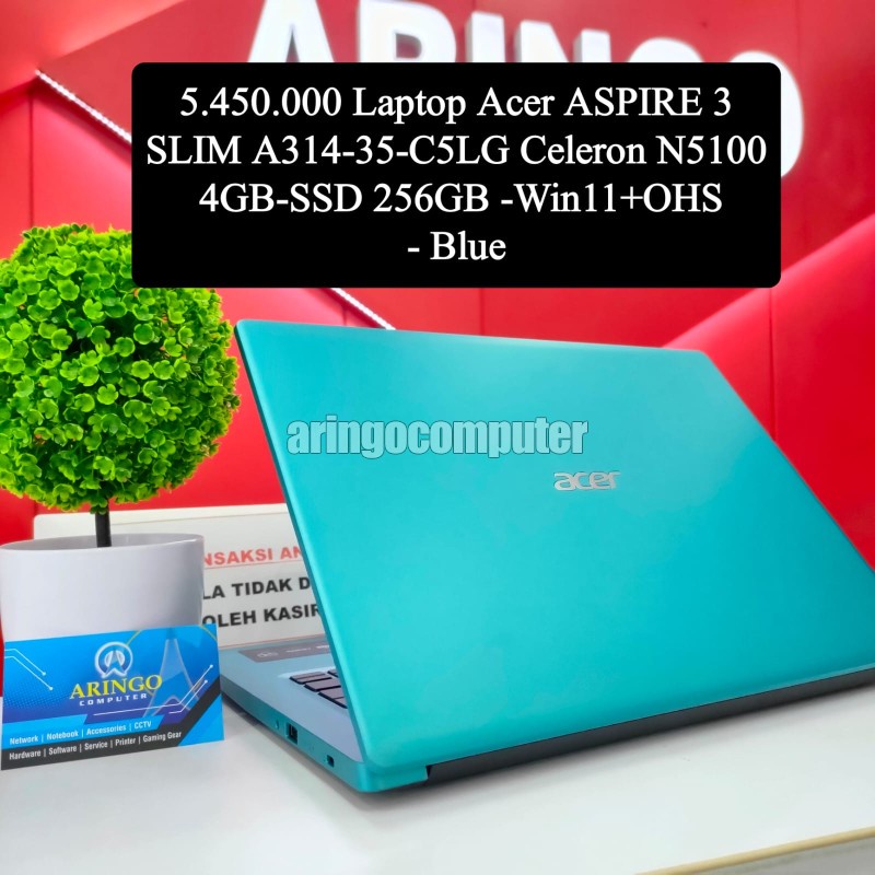 Laptop Acer ASPIRE 3 SLIM A314-35-C5LG Celeron N5100 4GB-SSD 256GB -Win11+OHS - Blue