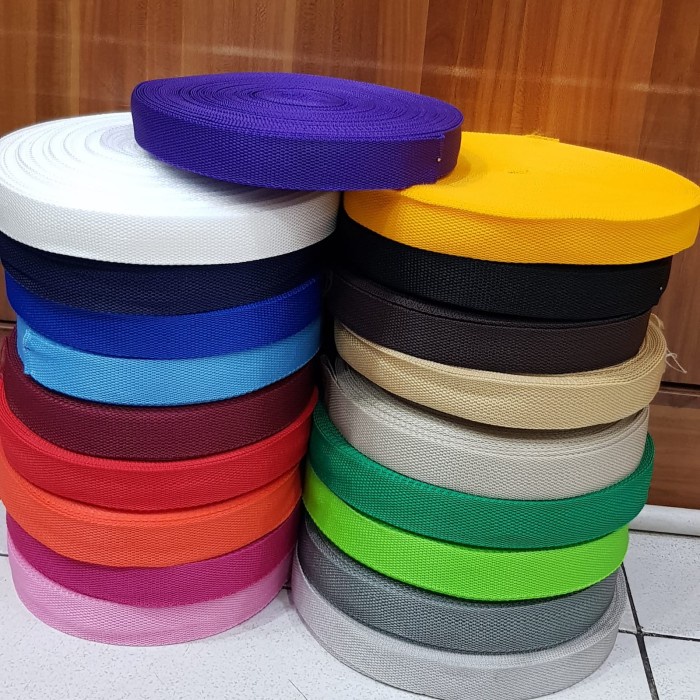 TALI MONOLON / POLYESTER BISBAND WARNA-NI 15 M. 1cm 1,2 Cm dan 1,5 Cm