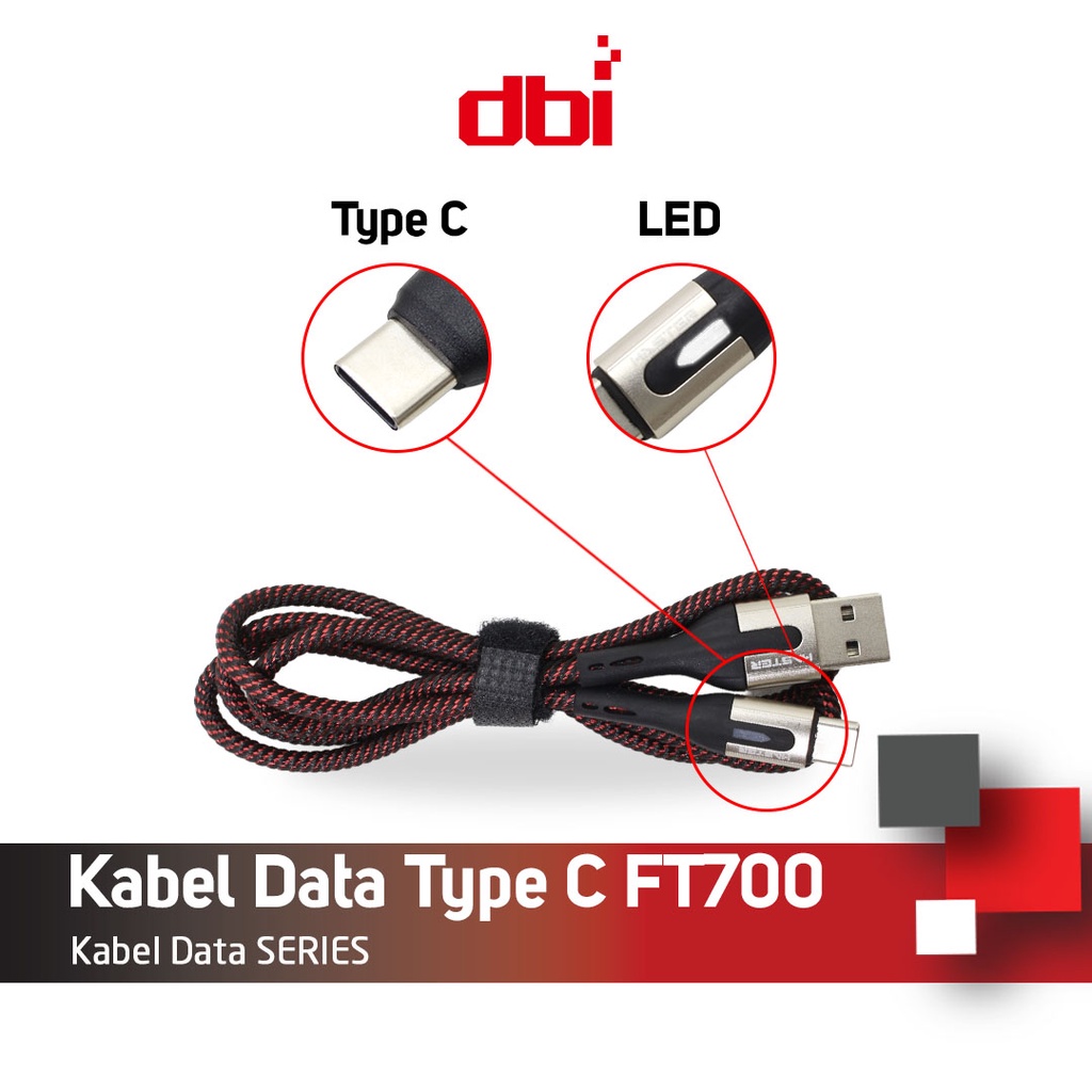 Kabel Data Premium Micro USB Type C 100cm LED FAST CHARGING 4A MASTER FT700