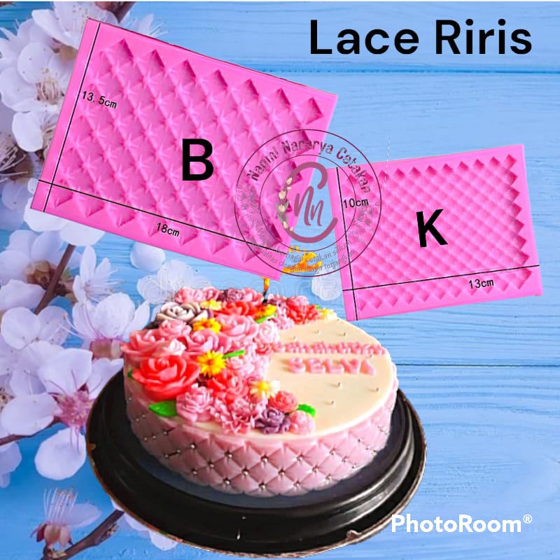 Naomi Cetakan Silikon Puding Coklat Fondant Pinggiran Lace Riris Kecil dan Riris Besar