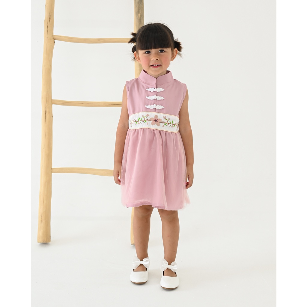 AZZURA DRESS | Dress Anak Perempuan | Baju Pesta Anak Perempuan | Dress Bordir Anak | Dress Cheongsam Anak