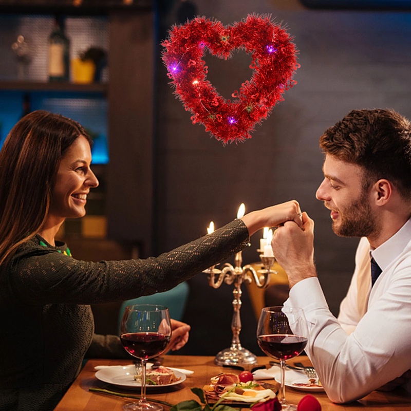 Romantis Dinner Karangan Bunga Ornamen Cinta Merah Garland Lampu Tombol Tenaga Baterai Dekorasi Lampu Payet Peach Hati Liontin Untuk Hari Valentine Pengakuan Pernikahan