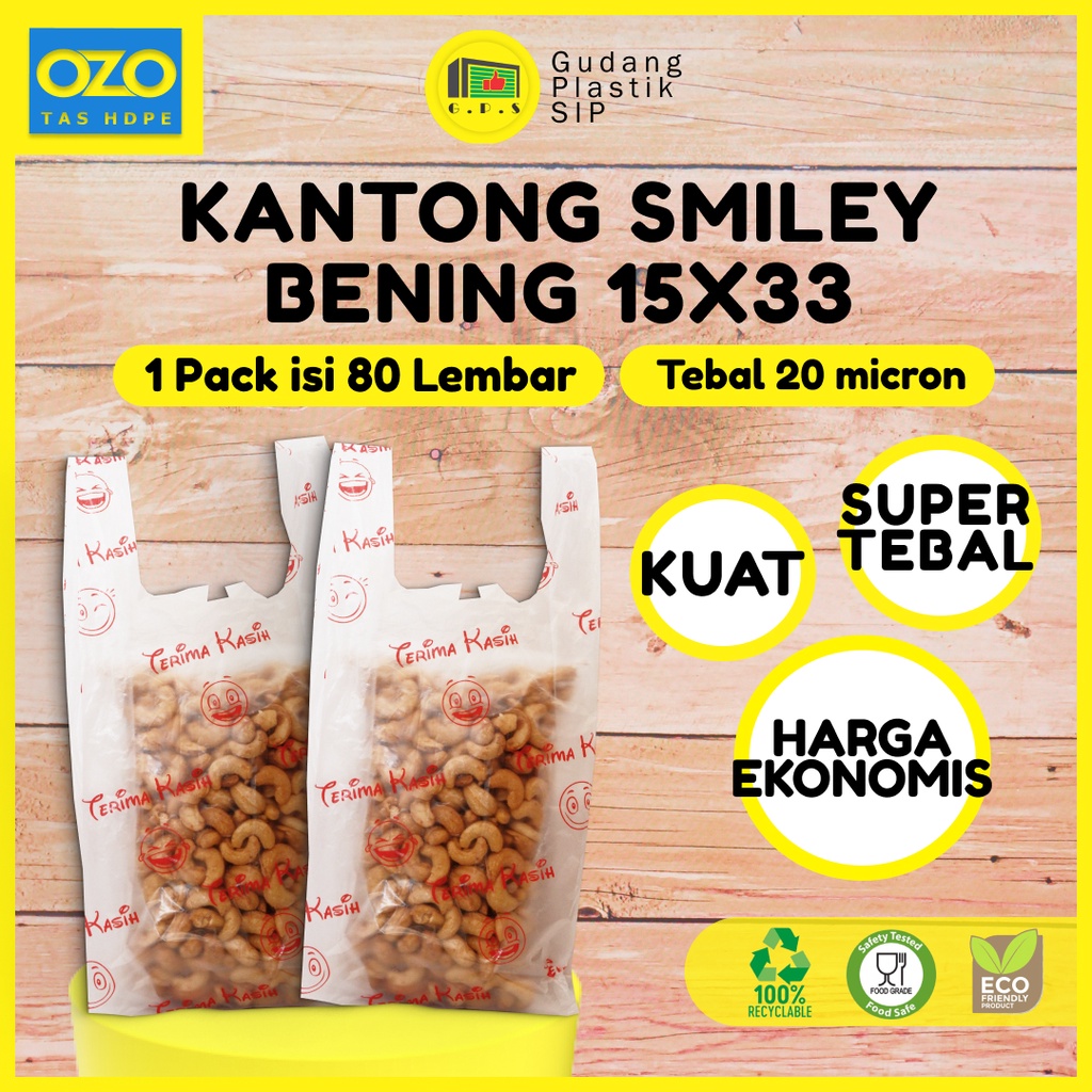 Kantong Plastik Kresek Bening Tebal Terima Kasih Smile UK 15/24/28