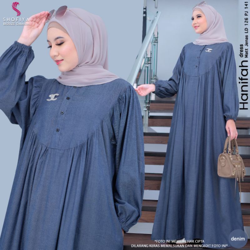 GAMIS DRESS JUMBO BUSUI JEANS LD 126 HANIFA BY SHOFIYA