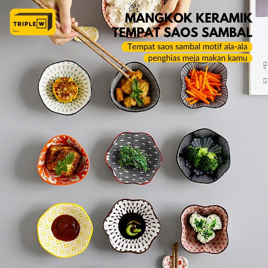 Triple W Sauce Dish Ceramic Wadah Mangkok Tempat Saos Sambal Keramik