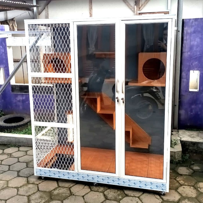 Kandang kucing alumunium besar warna Putih - catquarium catroom murah
