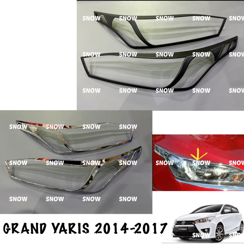 Garnish Lampu Depan Grand All New Yaris 2014 2017 Hitam Chrome