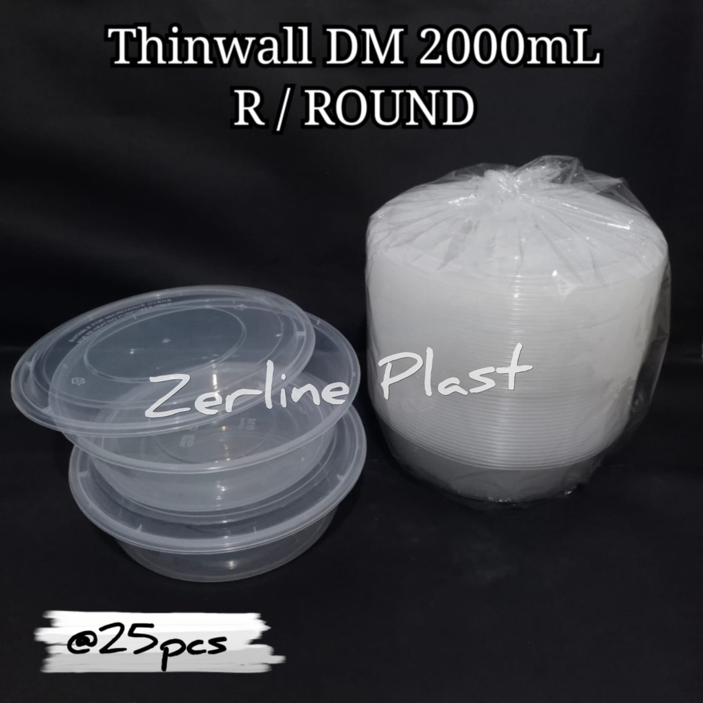 Thinwall DM 2000mL (R / ROUND) / Kotak Makan @25pcs