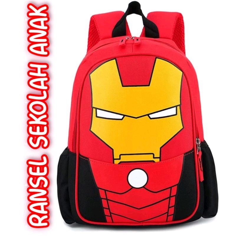 samasuka.shop - Ransel Sekolah Anak Laki Laki paud tk sd Terbaru Keren Super Hero Iron Man Kekinian