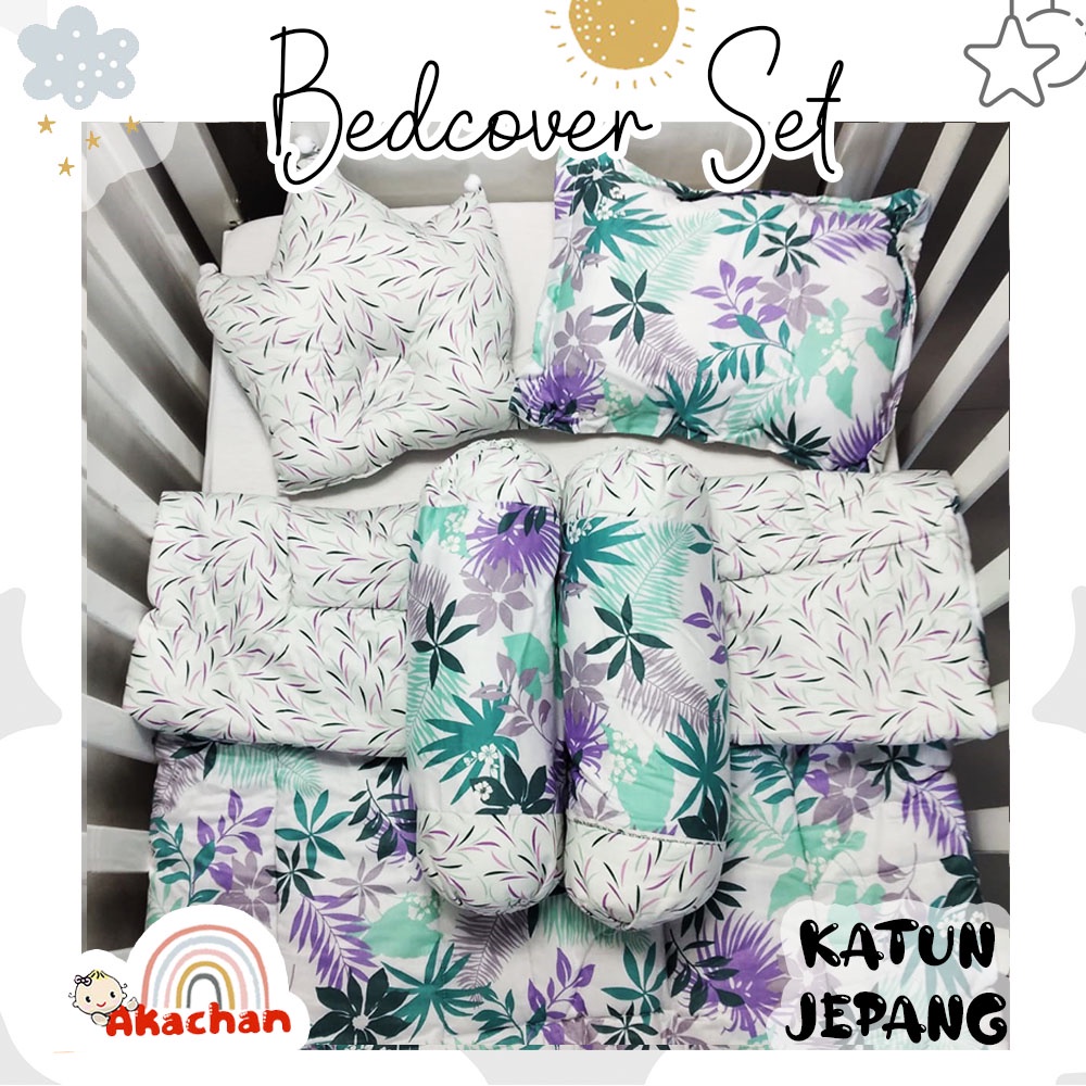 JP RYOKO - Bed Set Bayi KATUN JEPANG Bed Cover Bayi Sarung Lepas Selimut Bantal Crown Mahkota Guling Alas Tidur bb akachan jp Bedset Bedcover Halus Lembut Eksklusif Kado Bayi Lahir Lahiran Newborn Bagus