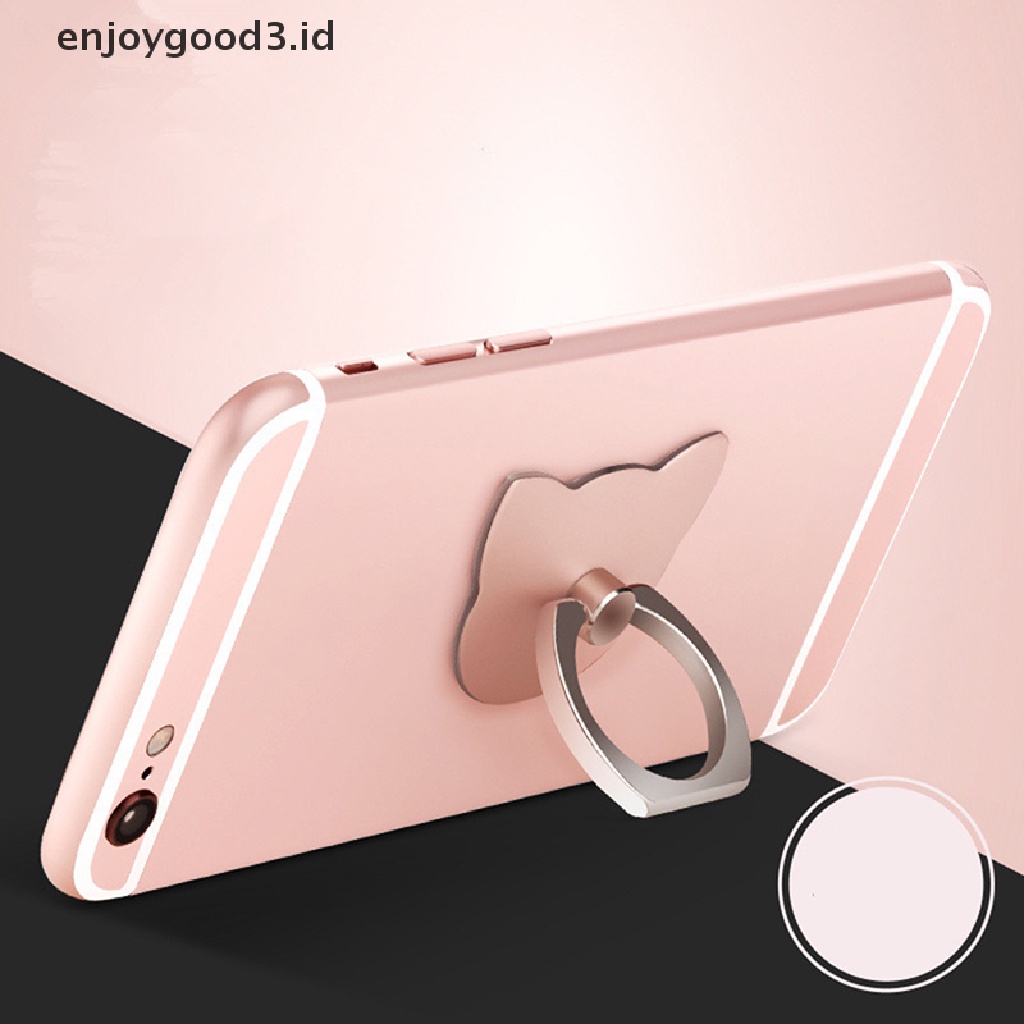 [Rready Stock] Cat Ring Stand Holder 360derajat Cincin Jari Ponsel Smartphone Untuk iPhone (ID)