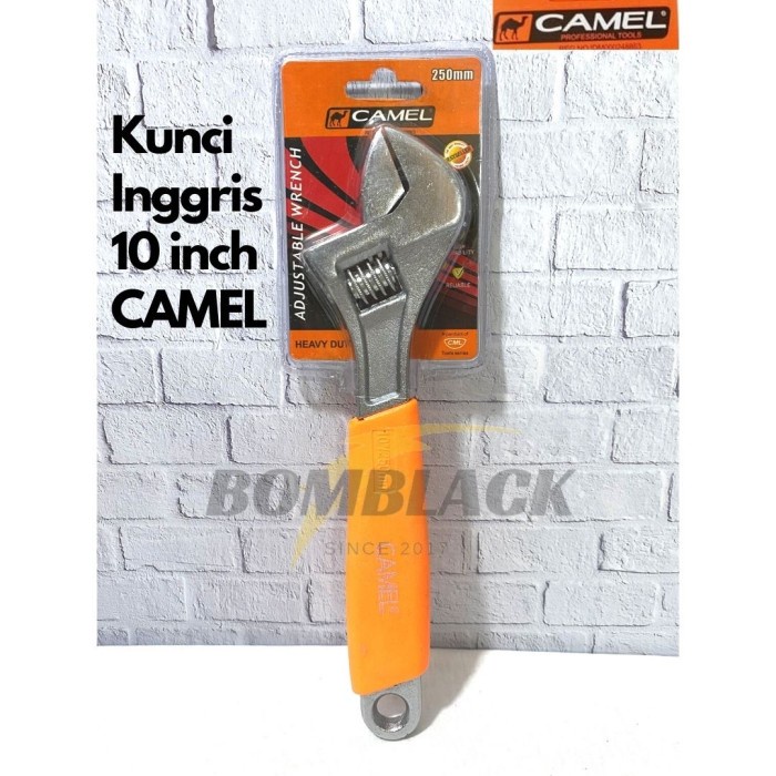 Kunci Inggris 10 inch 250mm CAMEL Gagang Karet Serbaguna Murah OREN