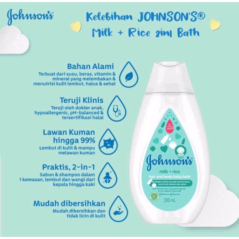 JOHNSON'S Baby Hair &amp; Body Baby Bath 100/200ml