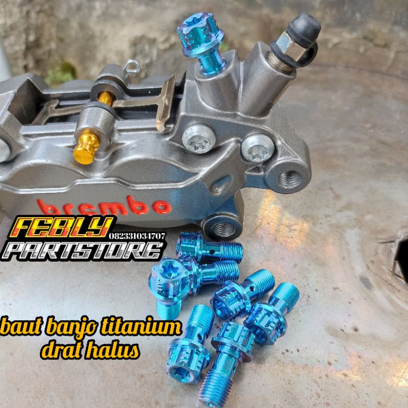 BAUT TITANIUM BANJO SELANG MASTER KALIPER DRAT HALUS BAUT BANJO TITANIUM DRAT HALUS BAUT SELANG REM 