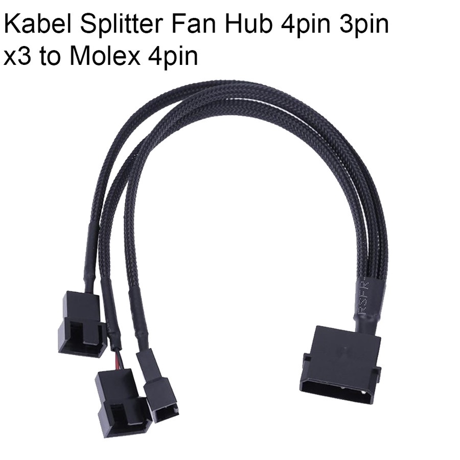 (UMU SUPPLIER) Kabel Splitter Fan Hub 4pin 3pin x3 to Molex 4pin Extension Kipas PC