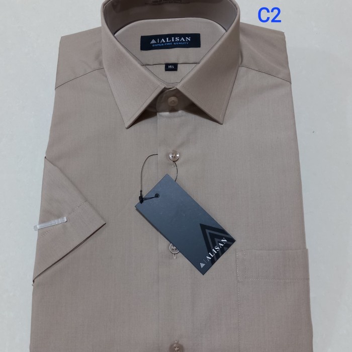 kemeja ALISAN Kemeja Pria Lengan Pendek SLIM FIT// H 2 HIJAU MINT // - C2, no 16 = XL(P2G1) Gratis O