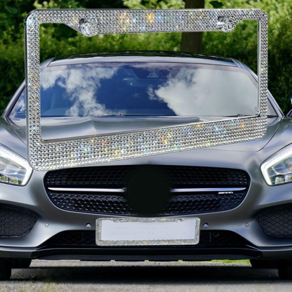 TOP Aksesoris Rangka Plat Nomor Kristal Berlian Bling Peraturan As Anti Karat
