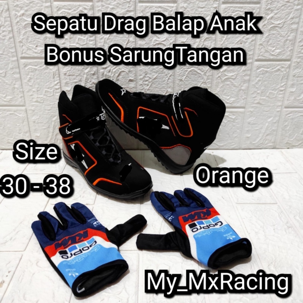 sepatu balap drag anak  sepatu kids race sepat rally touring roadrace sepatu motor buat anak anak kids free glove