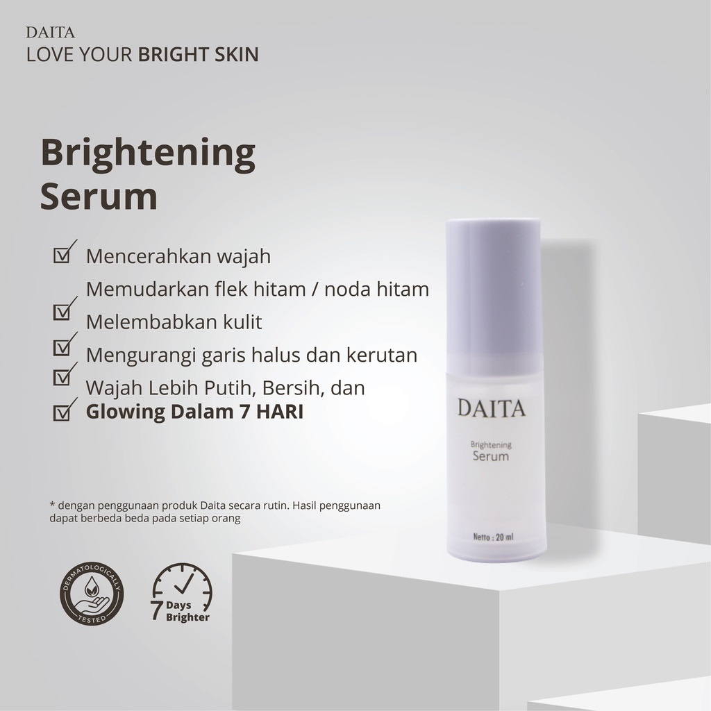 Daita skincare original cosmetic brightening paket facial foam day cream night cream glowing whitening bpom ampuh putih cepat dalam 7 hari