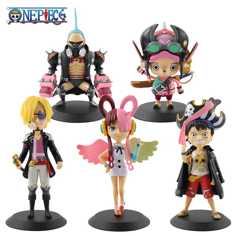 5pcs One Piece Anime Red Film Figure Luffy Uta Roronoa Zoro Sanji Nami Brook Chopper Action Figure Mainan Model Kolekte