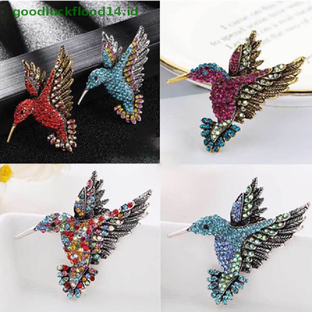 [GOOGFOUR] Bros Hummingbird Berlian Imitasi Untuk Wanita Lucu Gaya Burung Perhiasan Brooch Pin [TOP]