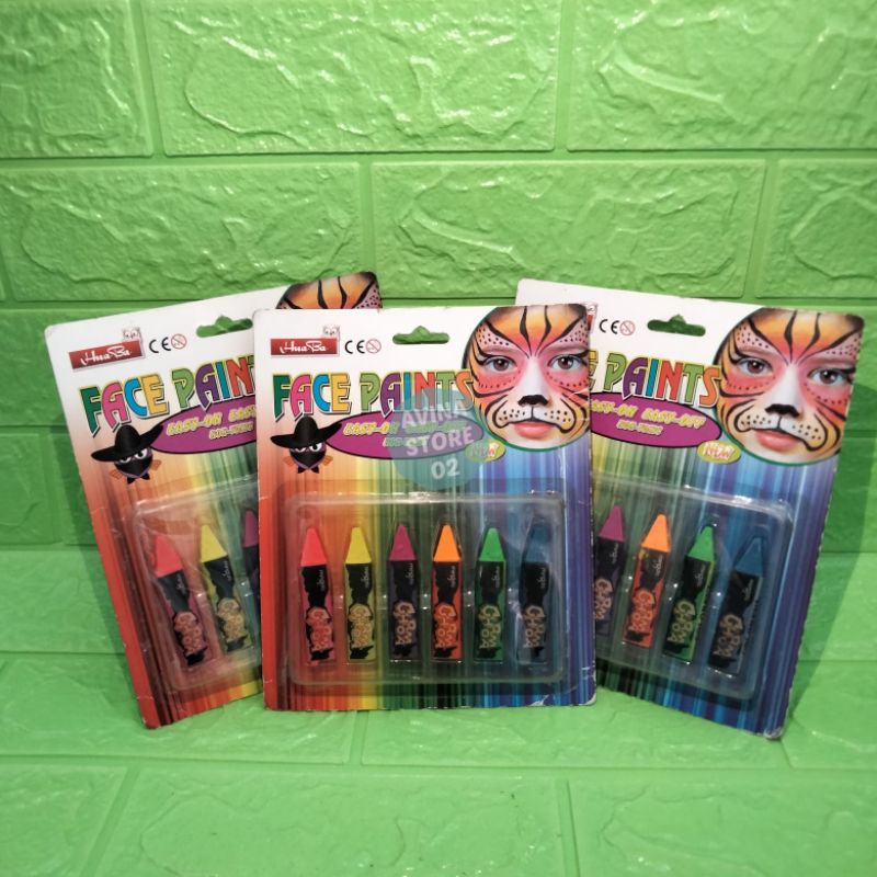 

facepaint, krayon mewarnai pada gambar yang di gambarnya