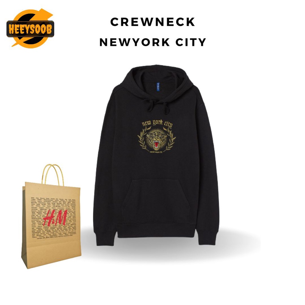 Hoodie H&M HnM NewYork City , Jaket Sweater HnM Hoodie Pria Wanita Full Tag FREE PAPERBAG