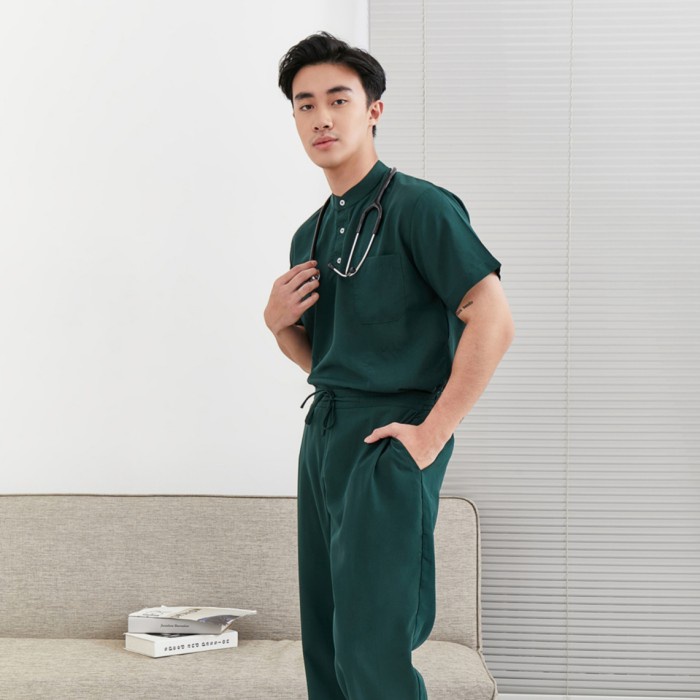 Baju Jaga MSS - DARK GREEN Scrubs on Call Flowy Lengan Pendek