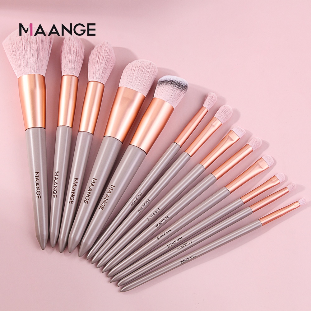 MAANGE Kuas Set Makeup 13pcs Kosmetic Brush Powder Eye Shadow Foundation Blusher Blending Beauty Sikat Lembut Tas Kuas Portabel Besar Alat Kecantikan Untuk Wanita 5877